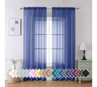 Aiyufeng Royal Blue Sheer Curtains 90 Inches Long 2 Panels Set, Semi Transparent Voile Rod Pocket Blue Sheer Window Drapes for Bedroom Bed Canopy Dining Wedding Party Backdrop, 42W x 90L inch