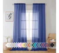 Aiyufeng Royal Blue Sheer Curtains 96 Inches Long 2 Panels Set, Semi Transparent Voile Rod Pocket Blue Sheer Window Drapes for Bedroom Bed Canopy Dining Wedding Party Backdrop, 42W x 96L inch