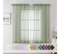 Aiyufeng Sage Green Curtains Sheer - Fresh Semi Sheer Window Covering, Light & Airy Privacy Sheer Panels for Bedroom Living Room Patio Glass Door, 40 inch Width x 54 inch Length, Set of 2