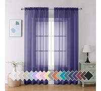 Aiyufeng Sheer Curtains, 228 cm long, 2 panels, light filtering, soft, airy, voile, pole pocket, violet, translucent window curtains for bedroom and living room, each 106 x 228 cm