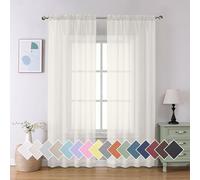 Aiyufeng - Sheer/Semi Sheer Curtains 2 Panels Set, Vertical Rod Pocket Curtains for Living Room, Bedroom, 42" W x 90" L, Ivory