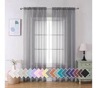 Aiyufeng Sheer Voile Window Treatment Rod Pocket Curtain Panels for Kitchen Bedroom Living Room Drapes Sunlight Filtering Privacy Semi Home Decor Assorted (Grey, 42 W x 90 L)