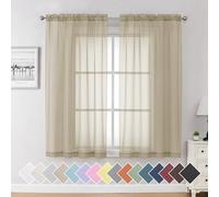Aiyufeng Taupe Sheer Curtains 63 Inches Long 2 Panels Set, Semi Transparent Voile Rod Pocket Sheer Window Drapes for Bedroom Bed Canopy Living Room Dining Wedding Party Backdrop, 40W x 63L inch