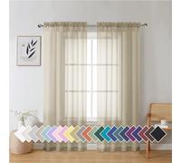 Aiyufeng Taupe Sheer Curtains 72 Inches Long 2 Panels Set, Semi Transparent Voile Rod Pocket Sheer Window Drapes for Bedroom Bed Canopy Living Room Dining Wedding Party Backdrop, 42W x 72L inch