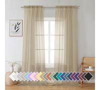 Aiyufeng Taupe Sheer Curtains 90 Inches Long 2 Panels Set, Semi Transparent Voile Rod Pocket Sheer Window Drapes for Bedroom Bed Canopy Living Room Dining Wedding Party Backdrop, 42W x 90L inch