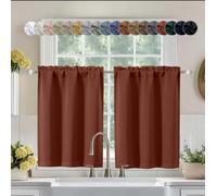 Aiyufeng Terracotta Short 36 Inches Blackout Curtain 2 Panels Set, Half Window Rod Pocket Privacy Curtain Tiers for Kitchen, Curtains Blackout for Bathroom Shades, W40 x L36 Inch, Terracotta