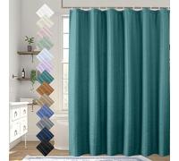 Aiyufeng Turquoise Shower Curtain for Bathroom, Embossed Textured Fabric Shower Curtain for Bathroom - Soft Cloth & Hotel Spa, Machine Washable, 72X72, Turquoise