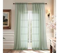 Aiyufeng Voile Sheer Sage Green Curtains - Transparent Light Weight Soft Window Treatment Curtain Panels with Rod Pocket Top for Patio Door/Living Room (W59 x L96, 2 Panels), Sage Green