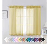 Aiyufeng Yellow Sheer Curtains 45 Inch Length 2 Panels Set, Light Filtering Yellow Window Curtain Drapes Treatment for Kitchen, Bedroom,Children Room, Dual Rod Pocket, 2 Pack of 42 x 45"