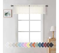 Aiyufneg Ivory Window Valances Sheer Curtains, Modern Top Dual Rod Pocket Light Filtering Voile Drapes for Small Window Kitchen Cafe Sheer Curtains 2 Panels, 40W x 14L Inch