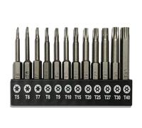aiyun 12-Piece Torx Screwdriver Bit Set, 2 Inch Long S2 Steel Magnetic Security Tamper Proof Star 6 Point Screw Driver Kit Tools T5-T40 (50mm)