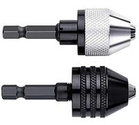 aiyun Keyless Chuck Adapter for Impact Driver - 2Pcs Impact Drill Adapter 1/4 Hex Shank (0.3-6.5mm,0.3-6.5mm)