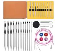 AIYUNDI Tunisian Crochet Hooks Set with Cable, 6-Inch Aluminum Interchangeable Crochet Hooks 3mm-10mm, Long Crochet Hooks, Lightweight, Anti-Twist Swivel Cables, Ergonomic, Umber 26 PCS