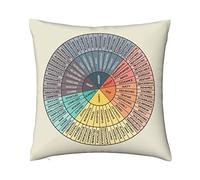 AIZAWA Wheel of Emotions Feelings Velvet Throw Pillow Covers Cozy Square Throw Pillowcases Home Decoration for Bed Couch Sofa Living Room Cushion Covers 18X18 White