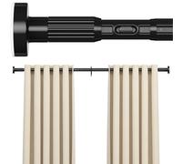 AIZESI Black Shower Curtain Pole 190-262Cm, Extendable Curtain Poles Extra Long Tension Rod, Shower Curtain Rail Room Divider Curtain Rod, No Drill Heavy Duty Tension Rod