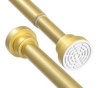 AIZESI Shower Curtain Pole 79-195cm Extendable Curtain Poles No Drilling Gold Tension Rods For Curtains Telescopic Shower Curtain Rail For Bathroom Bedroom Window Closet