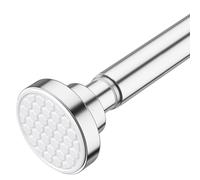 AIZESI Silver Shower Curtain Pole 107-185CM,Adjustable Spring Tension Rod for Bathroom,Non-slip Tension Shower Rod Extenable,No-drilling Tension Curtain Rod,Rust-Resistance Tension Rod.