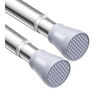 AIZESI Tension Rods for Windows & Shower, 28'' to 48'' - 7/8'' Adjustable, Silver (2-pack)