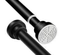 AIZESIShower Pole,Tension Rods 79 To 160 Cm, Spring Tension Curtain Rod, Tension Rods For Curtains, Extendable Tension Pole,Black Curtain Poles No Drilling For Window, 1pcs