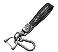 Aizhuzhu Leather Car Keychain Compatible with Mercedes-Benz, Black Key Chain for Men and Women, Car Key Ring Accessories