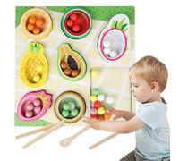 Aizuoni Food Sorting Toys for Kids | Wooden Safe Motor Skills Development Pretend Play - Kitchen Play Fruit Stacking Toy | for Kindergarten Students Boys Girls Children Daughter Son