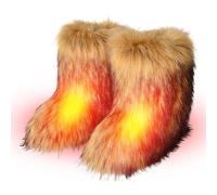 Aizuoni Furry Boots for Winter | Stylish Outdoor Flat Shoes - Comfortable Snow Boots with Rubber Sole for Family Friends Collegues