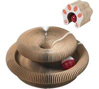 Aizuoni Kitty Kurlz Cat Toy - Foldable Scratch Board and Cat Ball Track with Ball - Kitten Scratcher for Spins, Scratches, Pounces