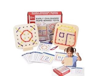 Aizuoni Threading Toy | Sensory Learning Boards - Fine Motor Skill Toys Travel Game Early Learning Activity for Preschooler Ages 3+ Road Trip Plane