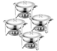 AIZYR Chafing Dish Buffet Set Round Dishes with Lids Fuel Holders,Stainless Steel Food Warmers for Buffets, Catering, Parties,4 Pack