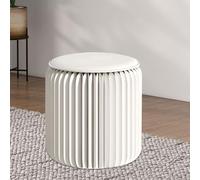 AIZYR Folding Paper Stool Portable Stools, Round Foot Stool Fashion Design Sturdy Circular Stool Chair for Living Dining Room Vanity,White,30x32cm