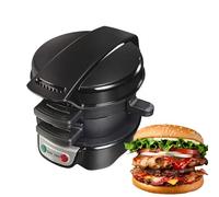 AIZYR Mini Grill Burger Maker Machine Breakfast Sandwich Maker with Egg Cooker Ring, Burger Press Patty Maker for Making Breakfast Lunch,Black