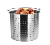 AIZYR Stainless Steel Steamer Basket Crawfish Seafood Boil Pot Leaky Pot, Strainer Basket Perforated Steam, Boil, Fry Accessory,50CM*50CM