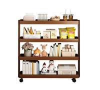 AIZYR Storage Cart with Wheels, Rolling Utility Cart Bookshelf Spice Rack Narrow Storage Cabinet for Kitchen, Dining Room, Living Room, Laundry,Walnut color
