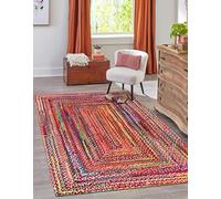Aizza Trends 3x7 Ft Multi Cotton Area Rug, Boho Chic Natural Jute Area Rug - Handmade, Rustic Farmhouse Decor for Living Room, Dining Room, and Bedroom