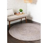 Aizza Trends Braided Braided Pure Gray Jute Area Rug 9 x 9 Feet Round (274 cm x 274 cm), for Living Room, Bedroom, Dining Room, Hallways & Entryways