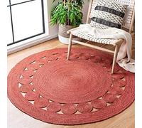 Aizza Trends Hand Woven Natural Jute Round Area Rug,Floor Mat for Living Room,Bedroom &Entryway,Eco -Friendly Boho Farm House Vintage Rug-Red-9 x 9 Feet Round (270 cm x 270 cm)