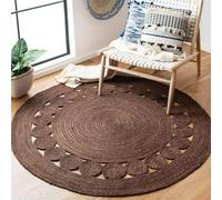 Aizza Trends Hand Woven Natural Jute Round Area Rug,Floor Mat for Living Room,Bedroom &Entryway,Eco -Friendly Boho Farm House Vintage Rug-Brown-3 x 3 Feet Round (90 cm x 90 cm)