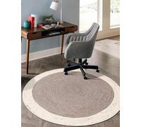 Aizza Trends Handmade Braided 10 Ft Round Gray & White Jute Area Rug, Sustainable Jute Rug for Living Room, Dining Room, Bedroom, Kitchen, Entryway & Hallway