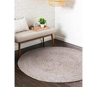 Aizza Trends Handmade Braided 3 Ft Round Gray Jute Area Rug, Sustainable Jute Rug for Living Room, Dining Room, Bedroom, Kitchen, Entryway & Hallway