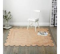 Aizza Trends Handmade Braided Eco Friendly Natural Jute Scalloped Area Rug-Farm House Area Rug-Center Table Carpet for Home,Office Kitchen & Outdoor- 3x18 Feet (91 cmx549 cm)