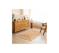 Aizza Trends Handmade Braided Eco-Friendly Natural Jute Scolloped Dual White Border Area Rug-Floor Carpet Rug for Home Décor,Kitchen,Entryways- 8x11 Feet (244 cmx335 cm)