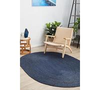 Aizza Trends Handmade Hand Braided Eco -Friendly Natural Jute Floor Carpet Rug,Floor Area Rug,Center Table Carpet for Home Décor-Navy Blue-8' x 10' OvalFeet