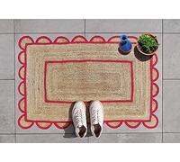 Aizza Trends Handmade Hand Braided Eco-Friendly Natural Jute Scolloped Design Area Rug-Floor Carpet for for Living Room, Bedroom, Dining Room, Hallways & Entryways - 2.6x12 Feet (79 cmx366 cm)
