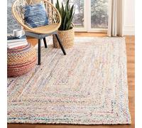 Aizza Trends Handmade Hand Braided Ivory Cotton Floor Area Rug - Floor Carpet Rug- Bed Side Runner-Center Table Carpet for Home Décor-6 x 9 Feet (180 cm x 270 cm)