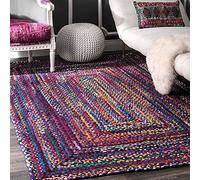 Aizza Trends Indian Handmade Braided Blue Shade Multi Cotton Area Rug-Floor Carpet -Bed Side Runner Rug-Home Decor Center Table Carpet - 4 x 12 Feet (120 cm x 360 cm)