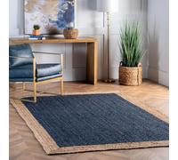 Aizza Trends Indian Handmade Braided Inner Navy Blue Jute Area Rug-Floor Carpet -Bed Side Runner Rug-Home Decor Center Table Carpet - 3 x 12 Feet (90 cm x 360 cm)
