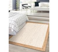 Aizza Trends Indian Handmade Braided Inner White Jute Area Rug-Floor Carpet -Bed Side Runner Rug-Home Decor Center Table Carpet - 7 x 10 Feet (210 cm x 300 cm)