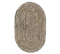 Aizza Trends Indian Handmade Braided Jute with Black White Cotton Area Rug-Floor Carpet -Bed Side Runner Rug-Home Decor Center Table Carpet - 8 x 10 Feet Oval (240 cm x 300 cm)