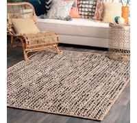 Aizza Trends Indian Handmade Braided Jute with Black White Cotton Area Rug-Floor Carpet Rug-Bed Side Runner Rug- - 2 x 12 Feet (60 cm x 360 cm)
