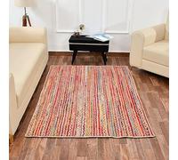 Aizza Trends Indian Handmade Braided Multi Cotton with Jute Area Rug-Floor Carpet Rug-Bed Side Runner Rug- - 2.6 x 10 Feet (78 cm x 300 cm)